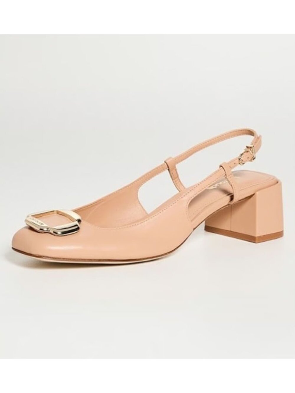 $380 LARROUDE MARIA SLINGBACK PUMP SHOES LEATHER TAN GOLD 8.5 (DD15)